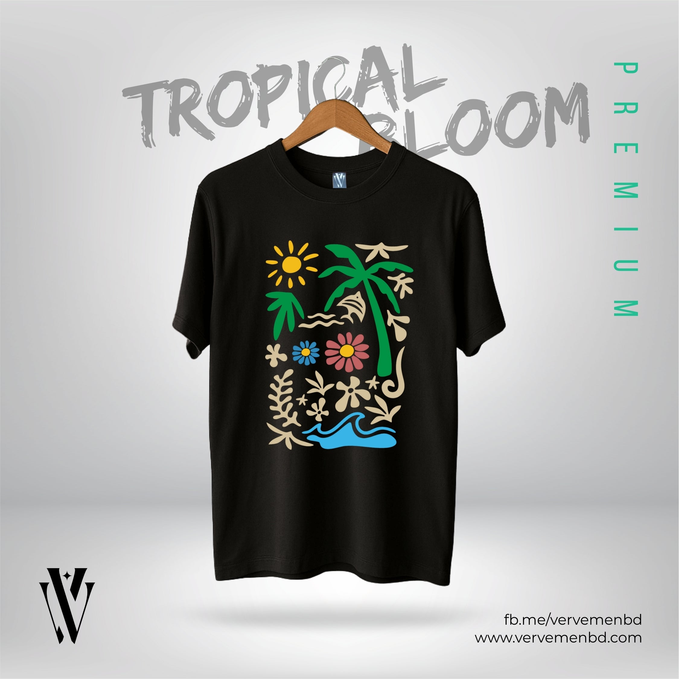 Half Sleeve Tshirt - Tropical Bloom
