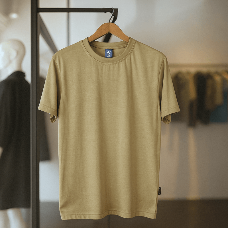Half Sleeve Solid Tshirt - Khaki
