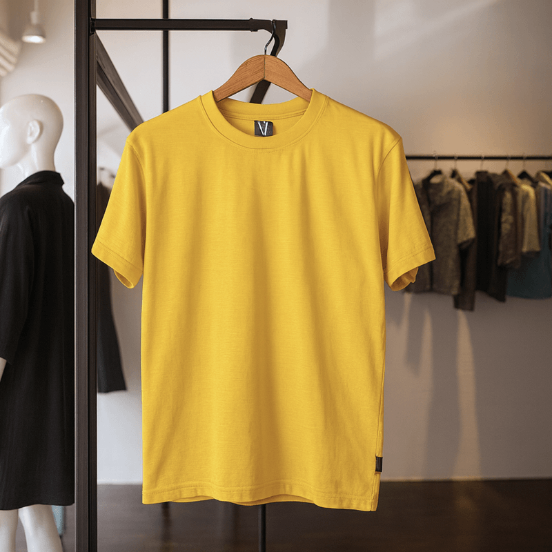 Half Sleeve Solid Tshirt - Yellow
