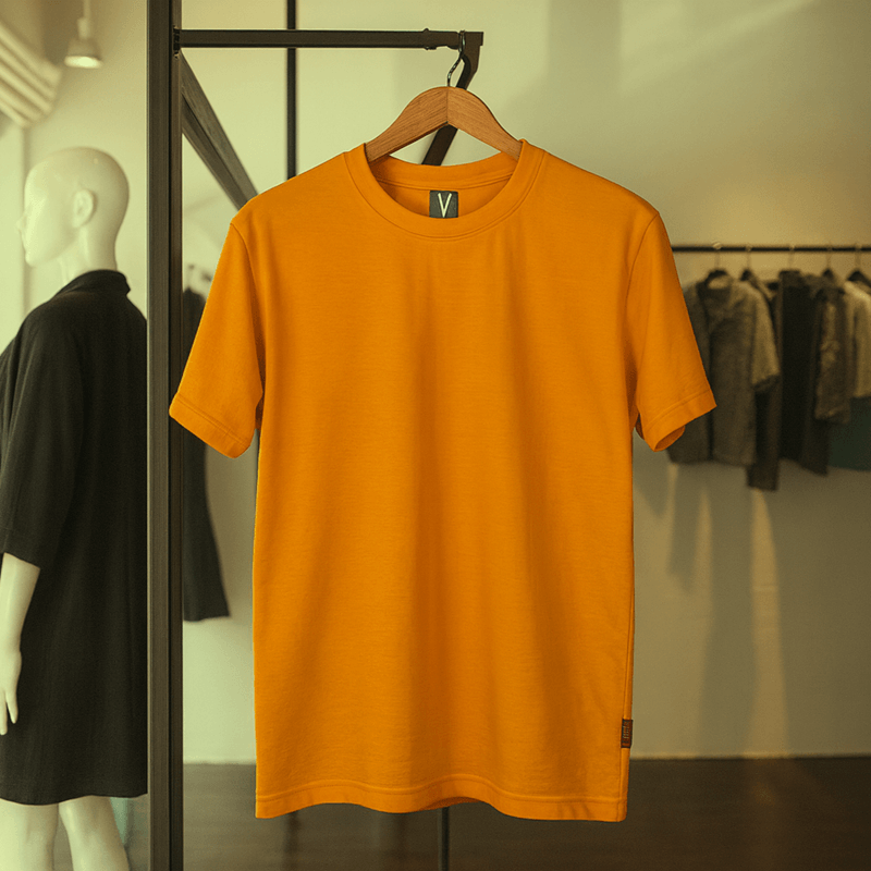 Half Sleeve Solid Tshirt - Orange