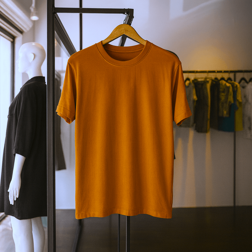 Half Sleeve Solid Tshirt - Burnt Orange