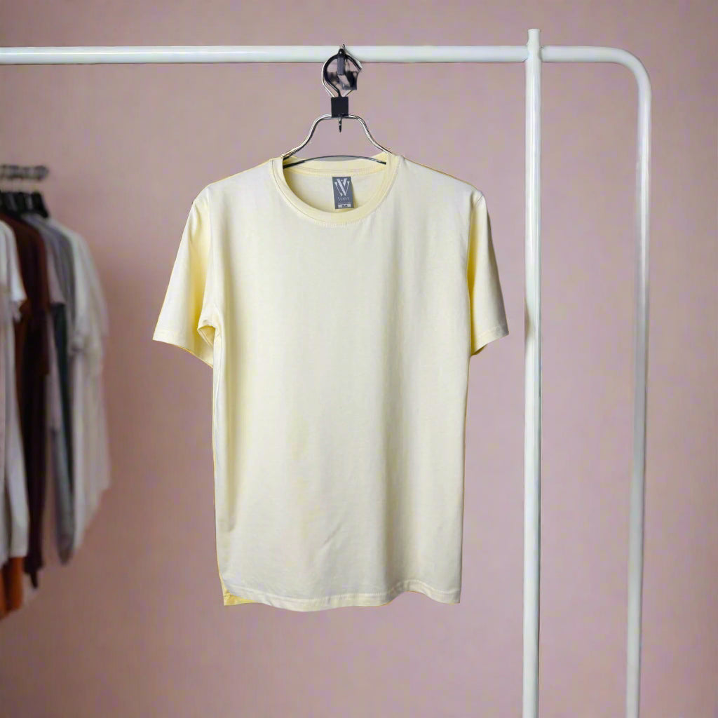 Half Sleeve Solid Tshirt - Butter Yellow