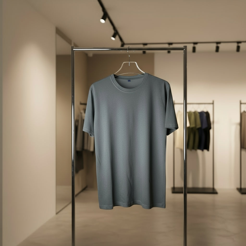 Half Sleeve Solid Tshirt - Dark Gray