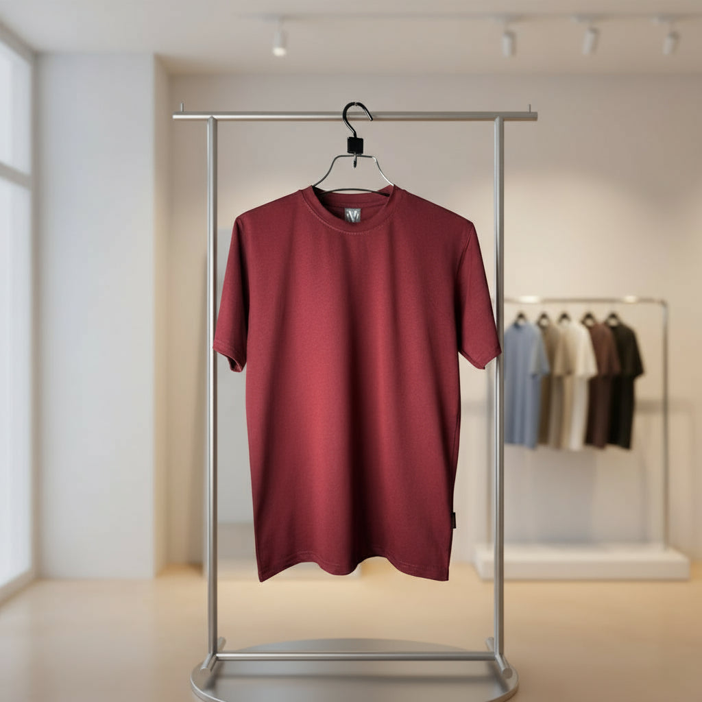 Half Sleeve Solid Tshirt - Maroon