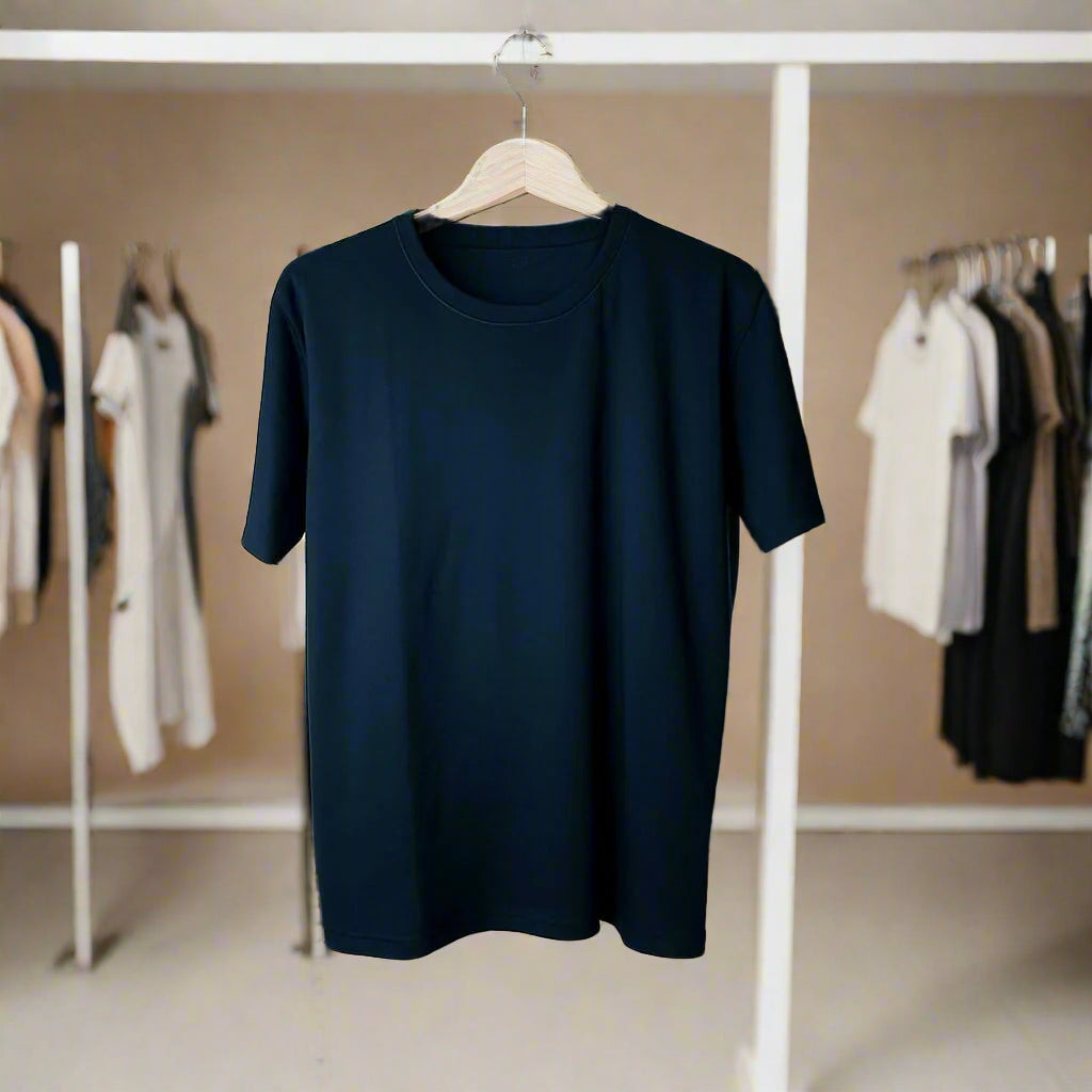 Half Sleeve Solid Tshirt - Navy Blue