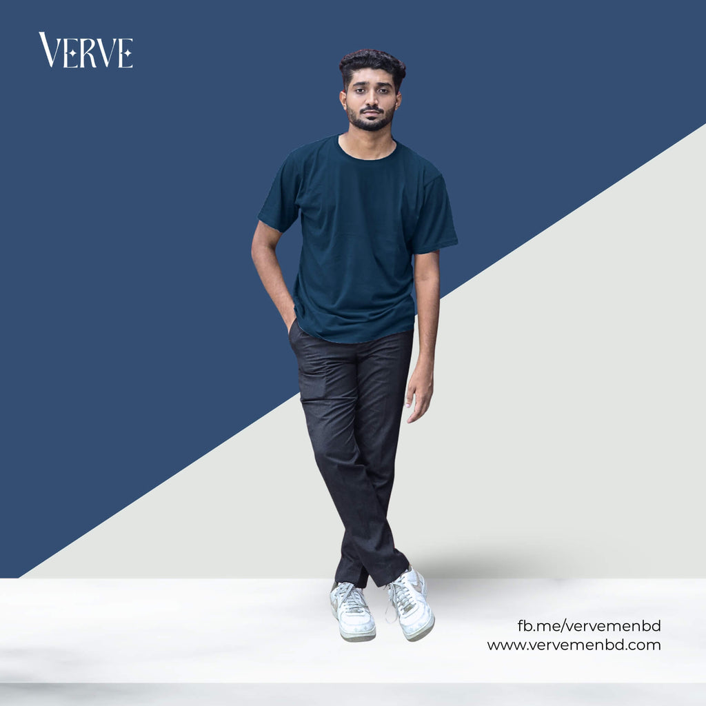 Half Sleeve Solid Tshirt - Petrol
